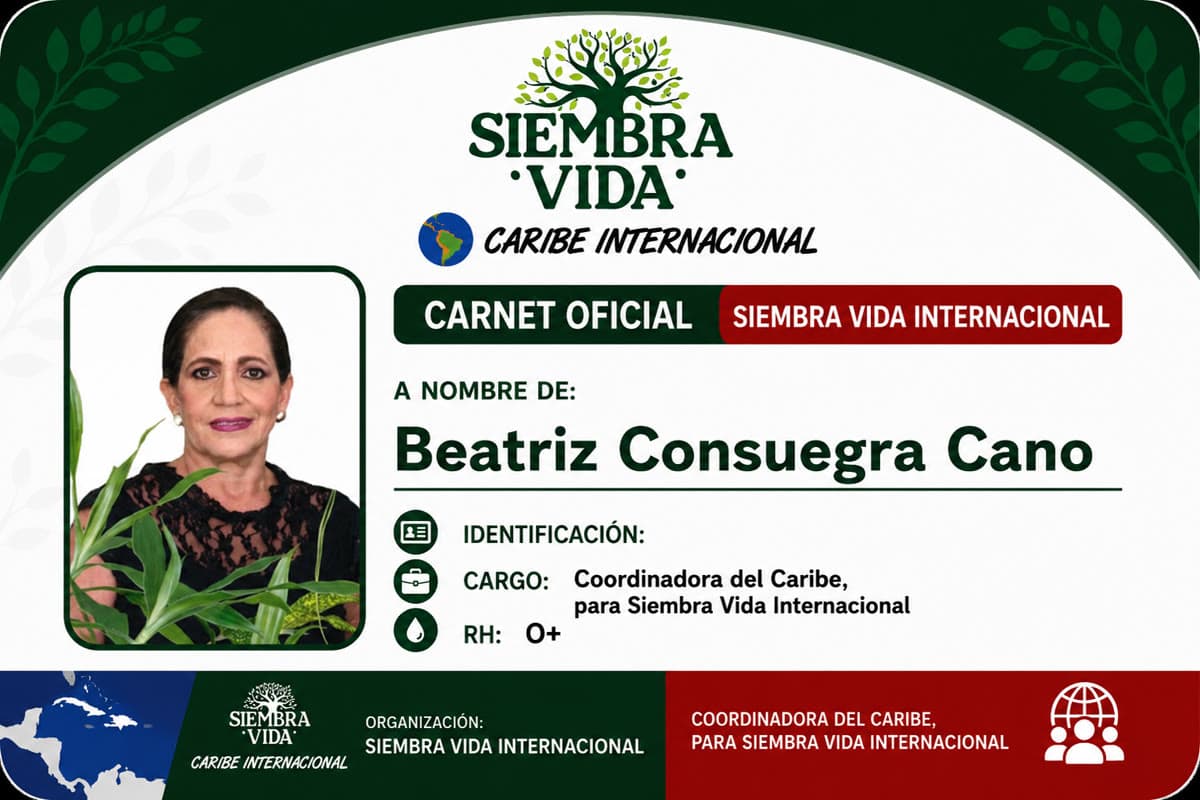 Carnet oficial de Beatriz Consuegra Cano — Coordinadora del Caribe
