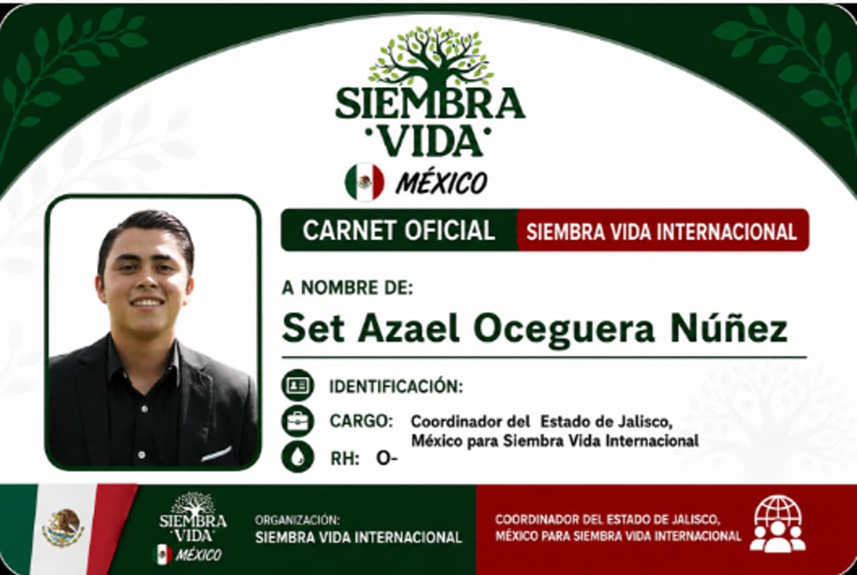 Carnet oficial de Set Azael Oceguera Núñez — Coordinador de Jalisco, México
