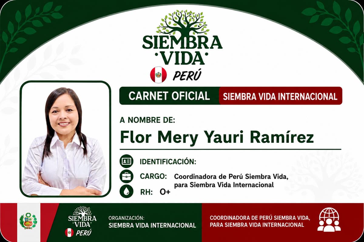 Carnet oficial de Flor Mery Yauri Ramírez — Coordinadora de Perú